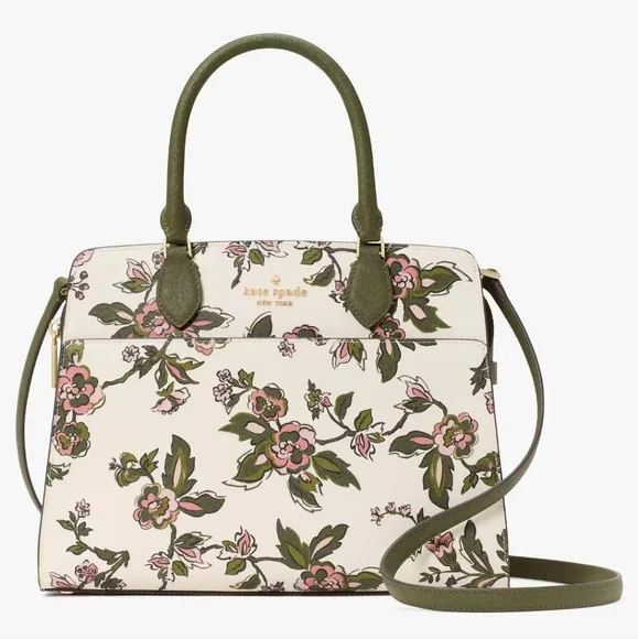 Kate Spade Madison Floral Medium Satchel, Meringue Multi - Picture 1 of 5